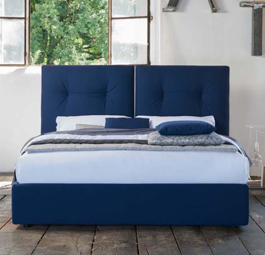 LUKE Leather bed with upholstered headboard