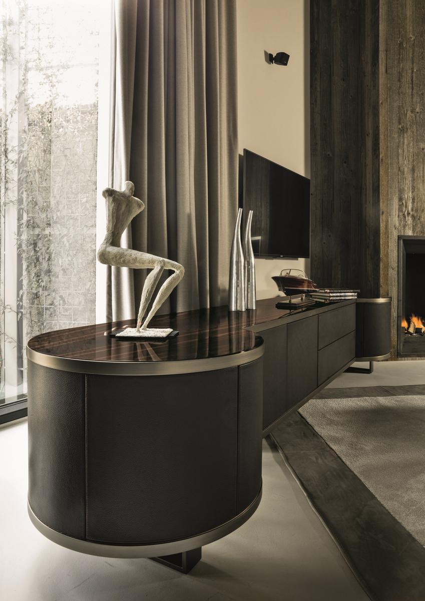 COURBET Leather sideboard with drawers