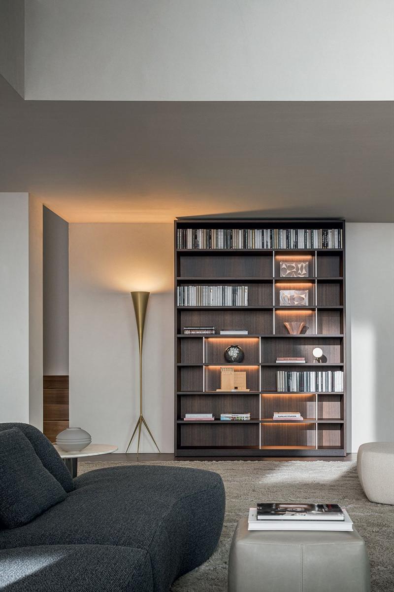505 Sectional wooden storage wall with integrated lighting