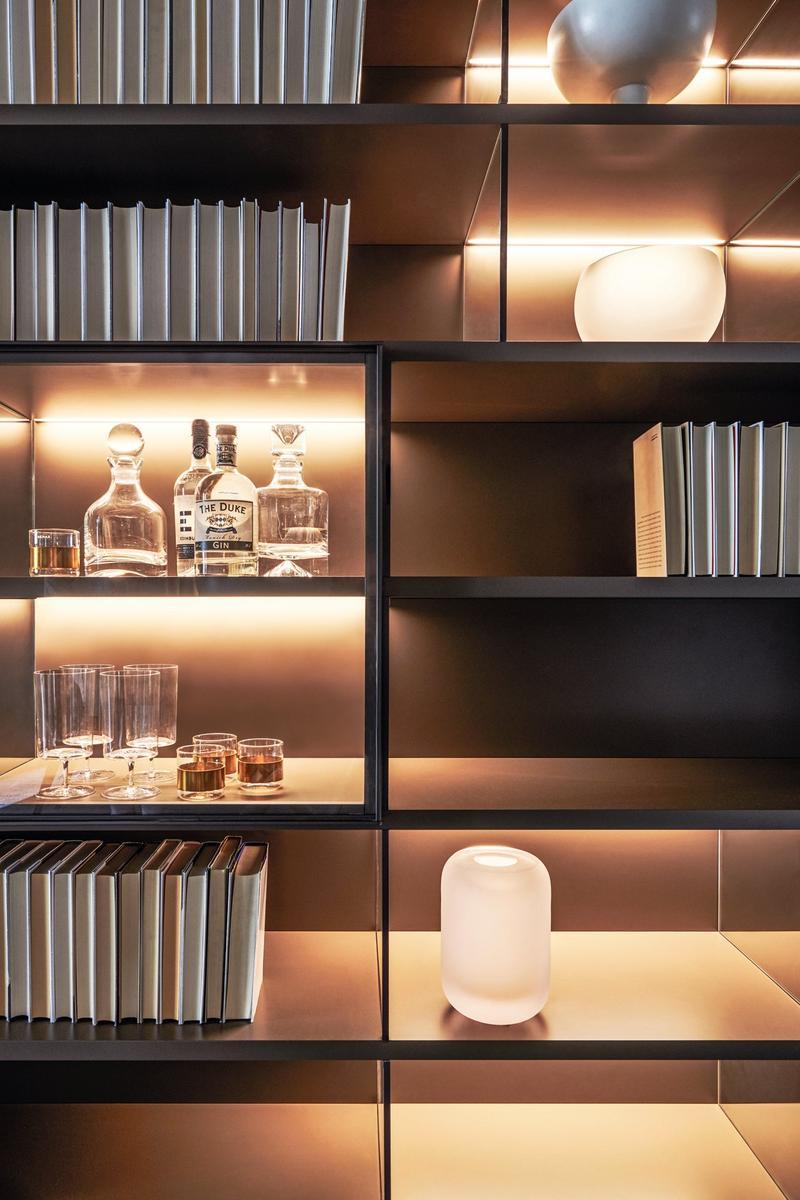 505 Sectional wooden storage wall with integrated lighting