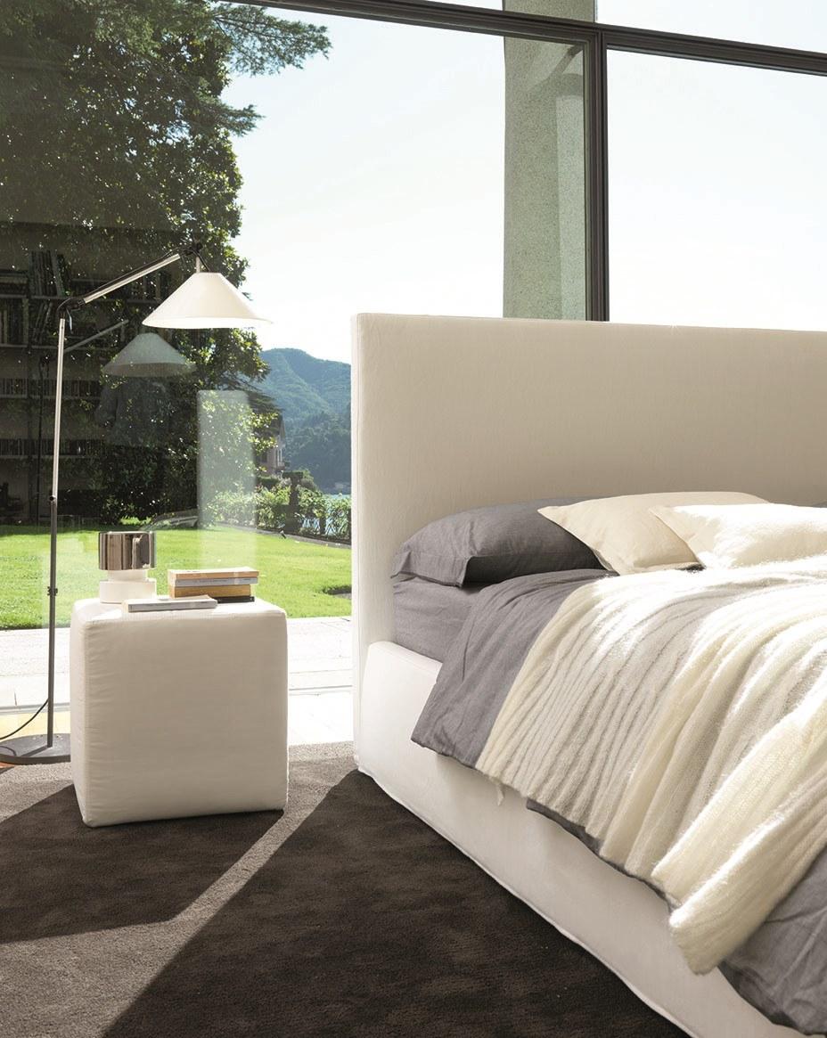 BLO 118 Fabric double bed with upholstered headboard
