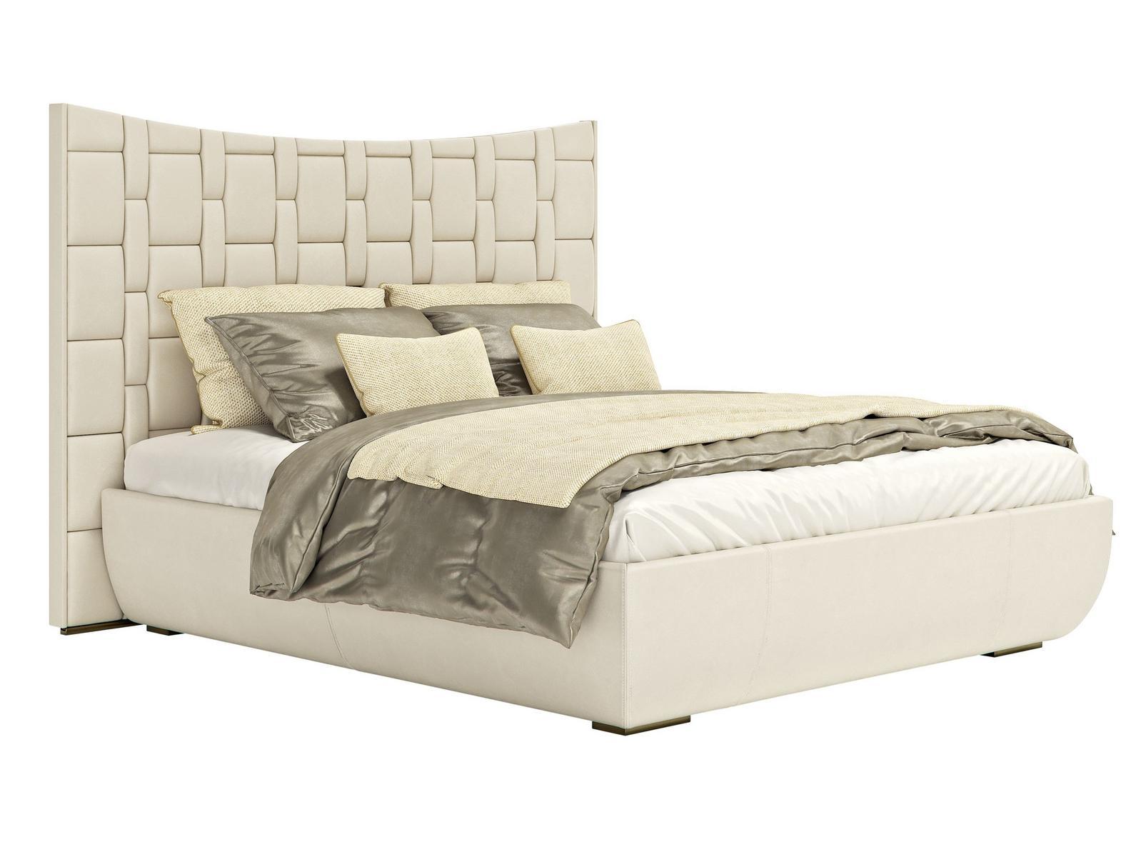JUBILEE L Leather king size bed with upholstered headboard