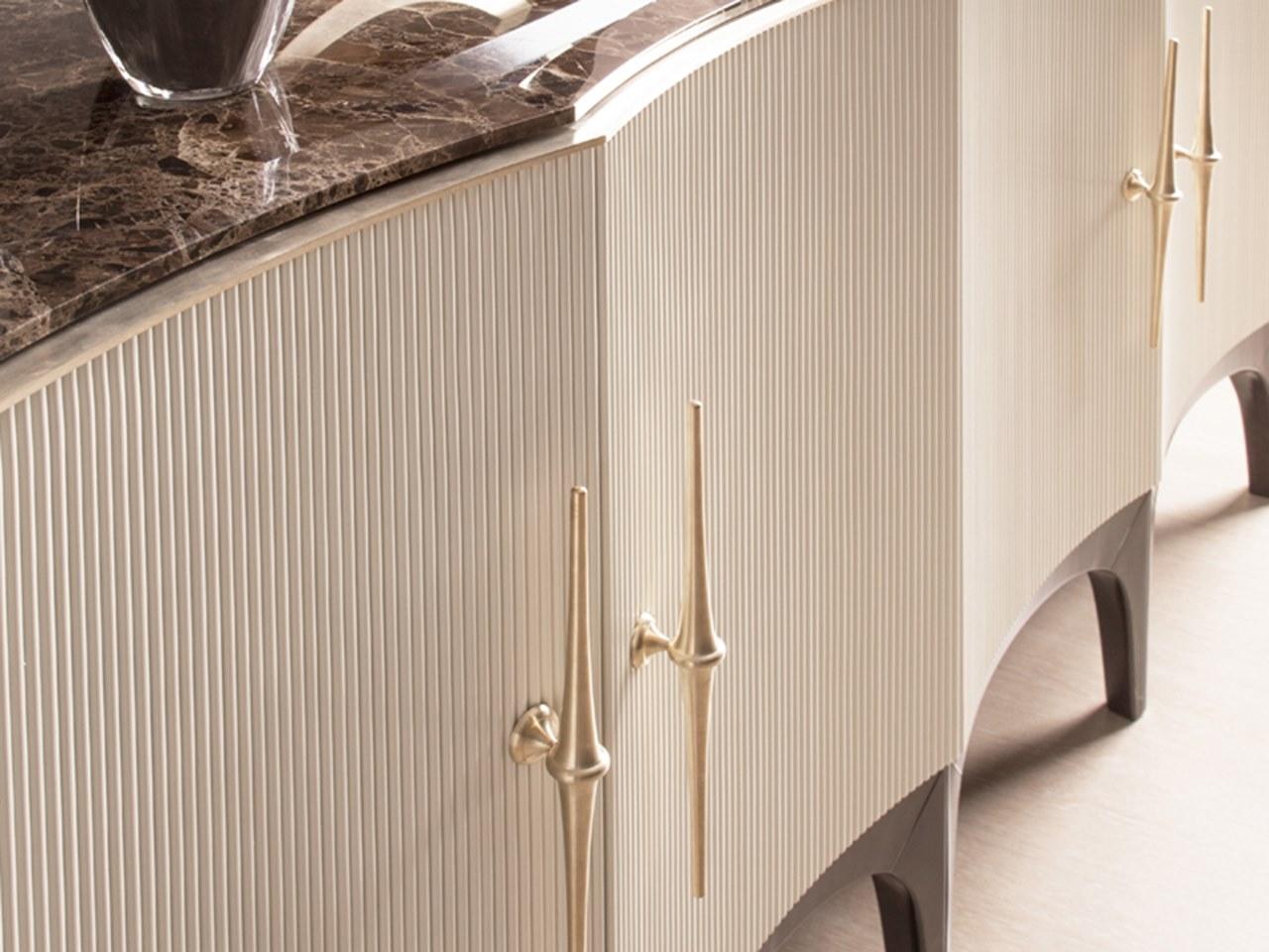 PR.483 Wooden sideboard with hinged doors and marble top