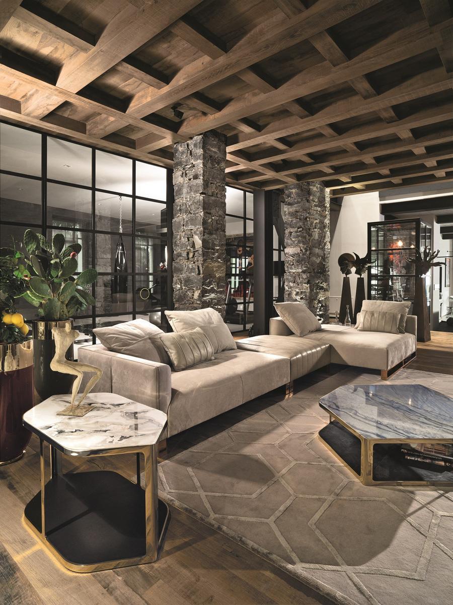 TILES Octagonal metal coffee table