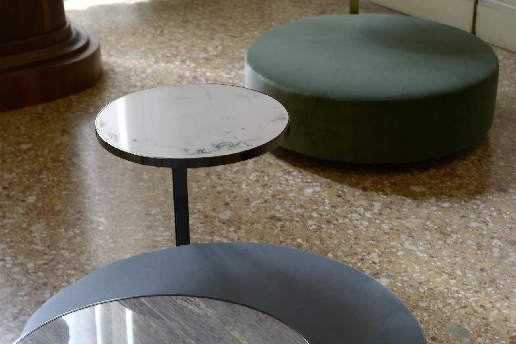 FEBE Upholstered round fabric pouf