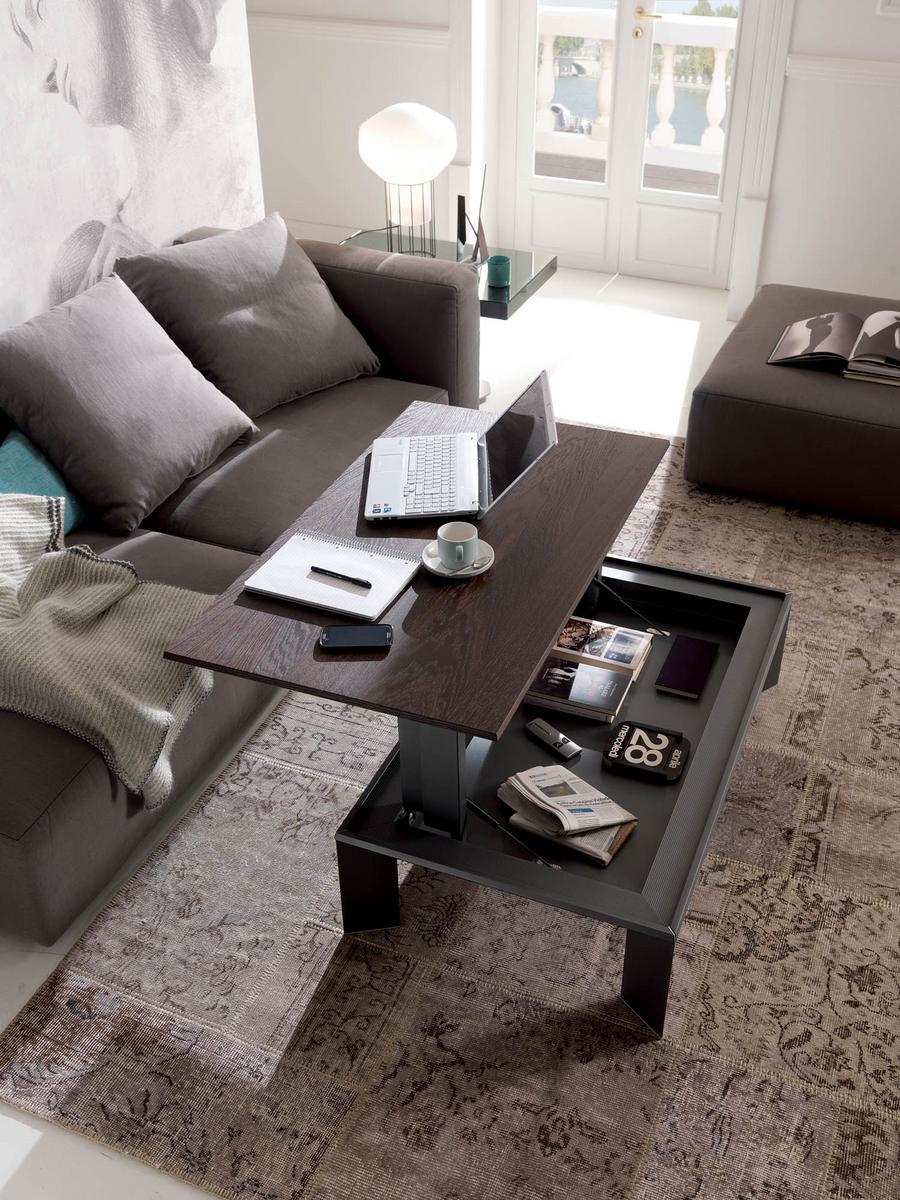 METRINO Height-adjustable aluminium and wood coffee table