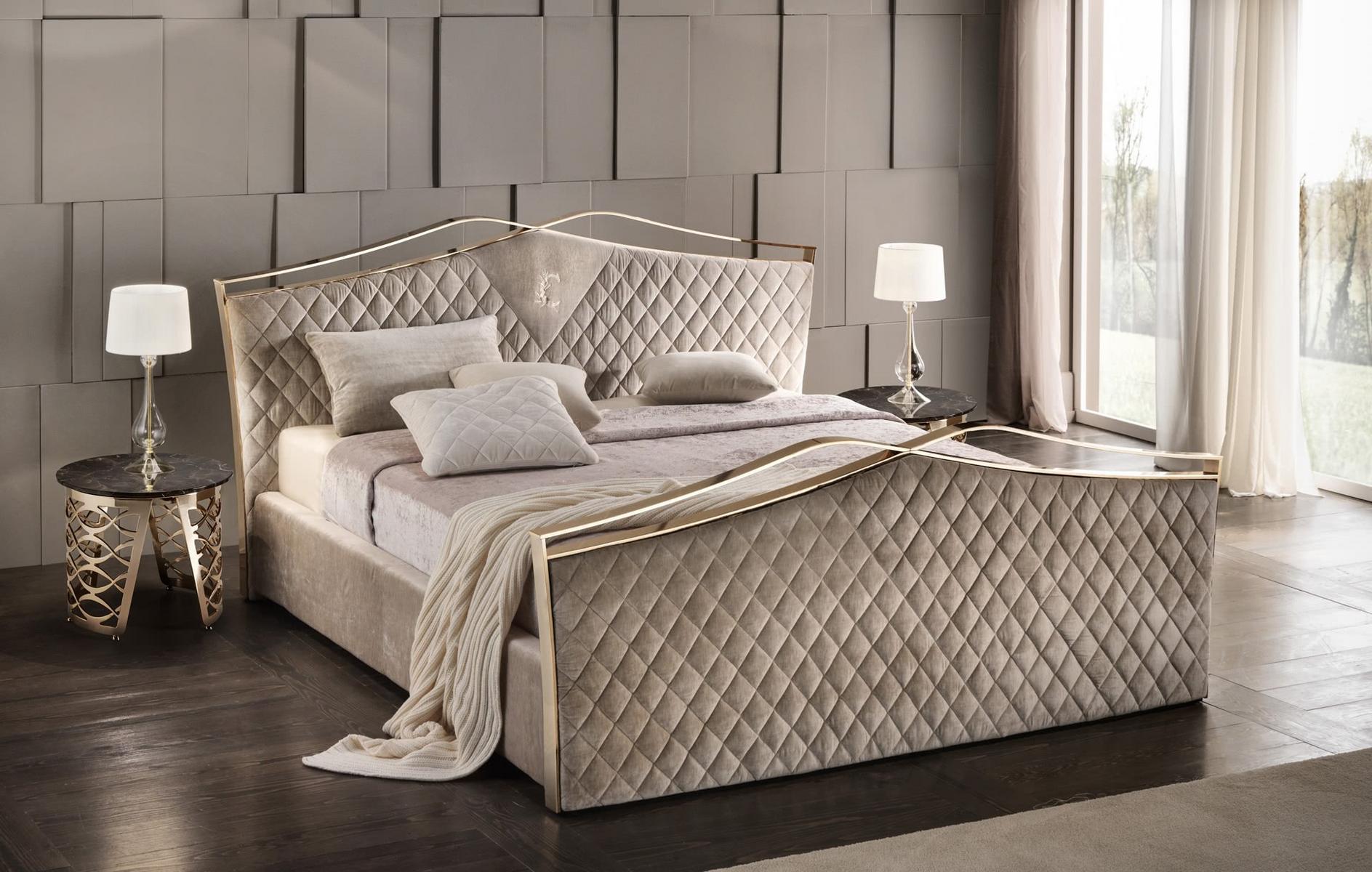 VALENTINO Upholstered velvet double bed