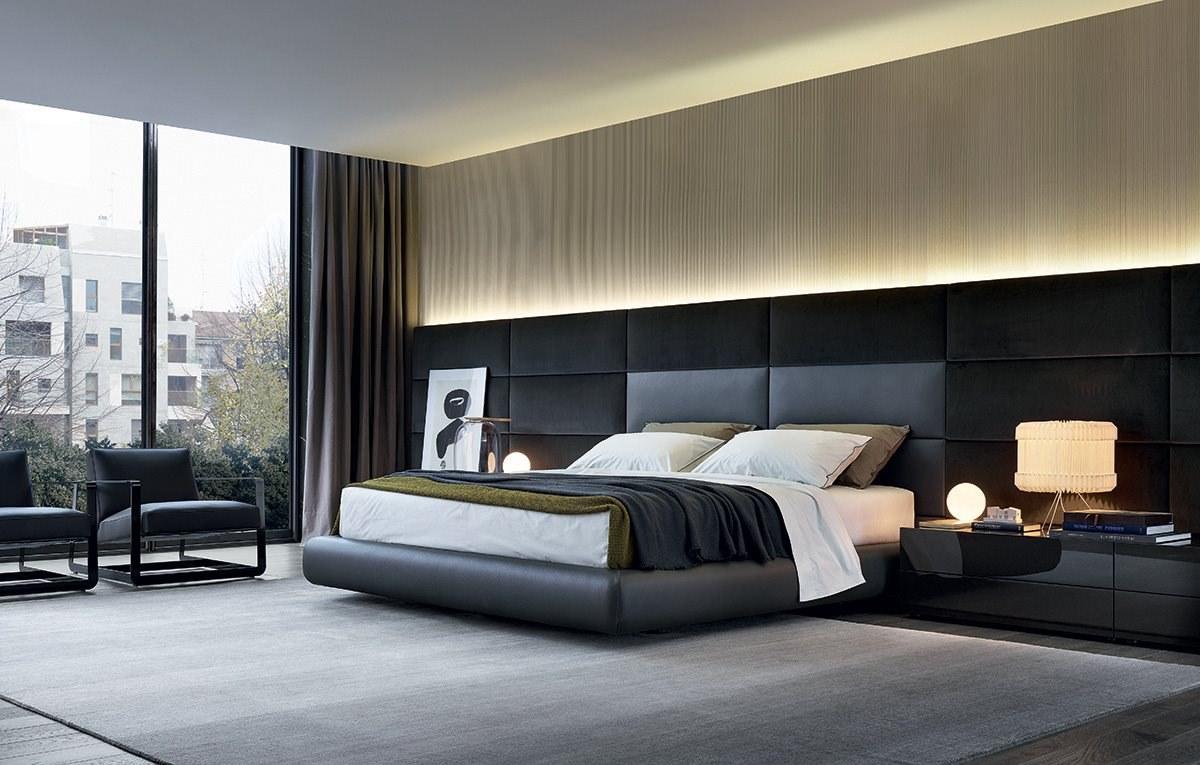 DREAM Upholstered double bed with high headboard