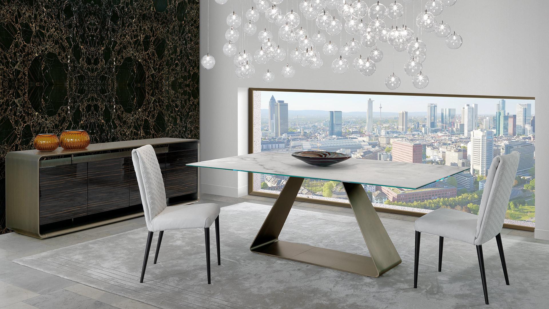 OH Rectangular Marble glass dining table