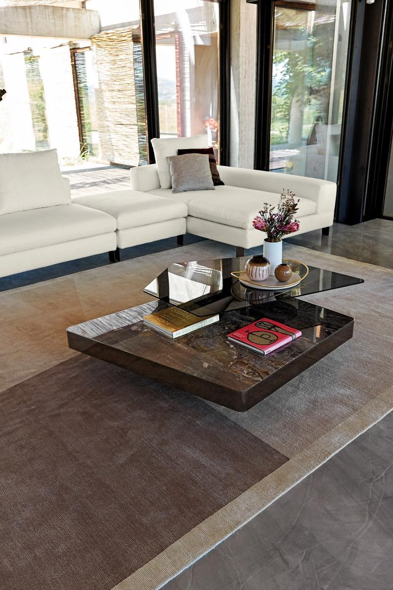 FINAL CUT Low marble and glass coffee table