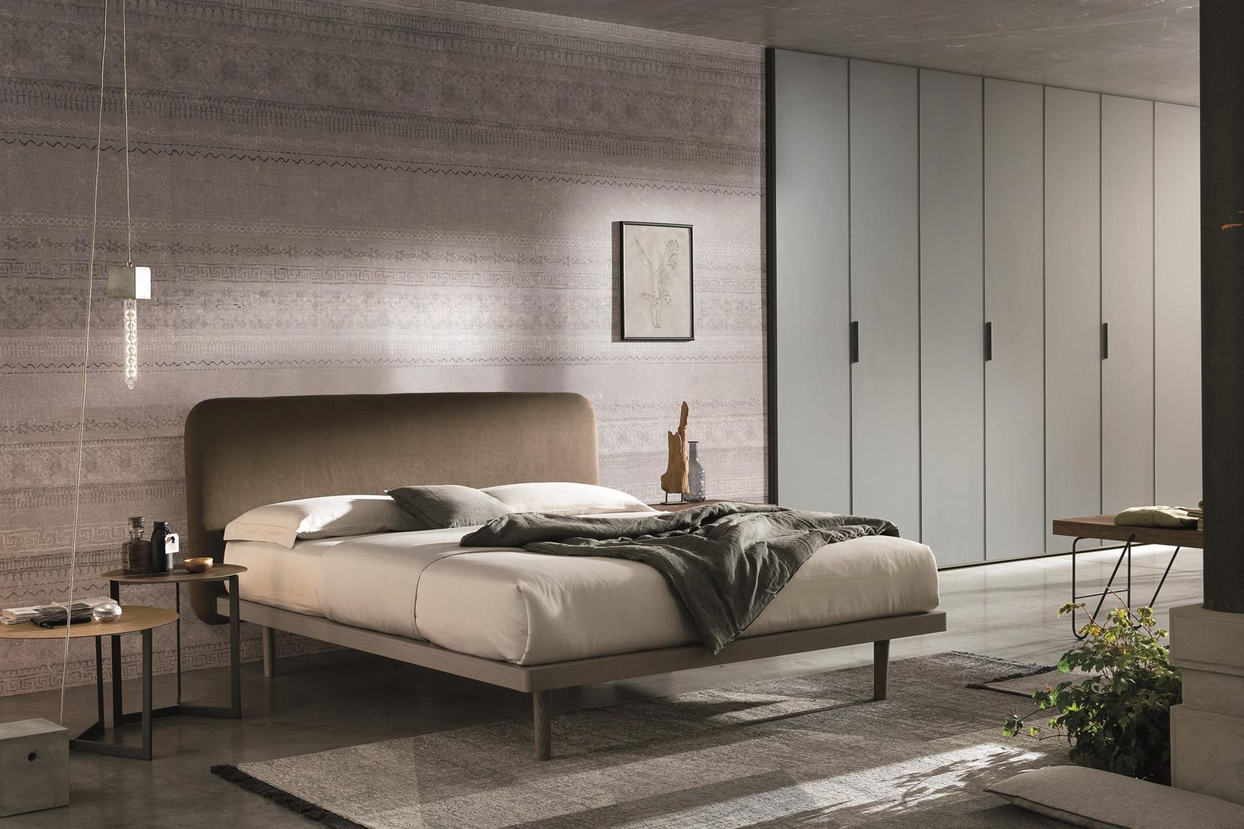 MILLY Ash double bed with upholstered headboard