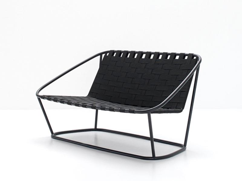 SMALL SOFA Steel and elastic strapes garden bench