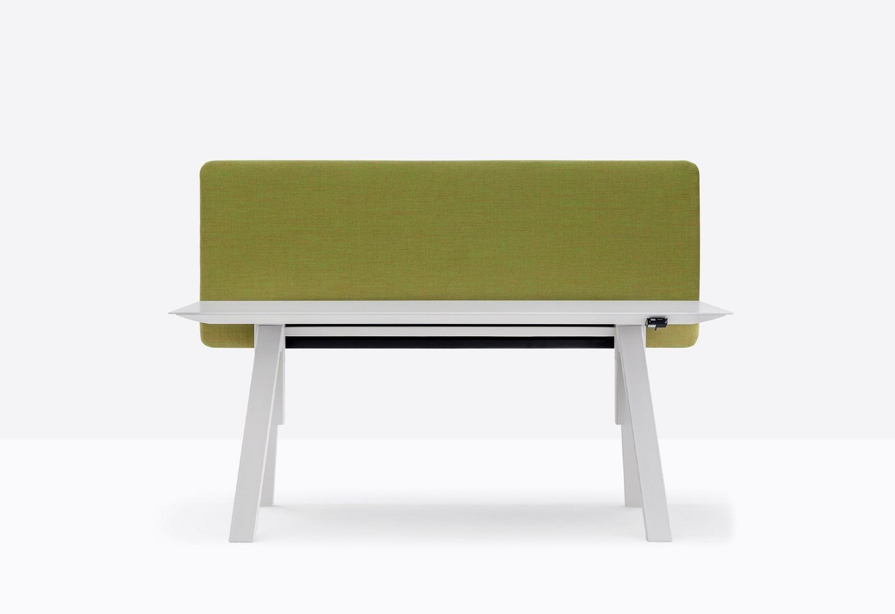 ARKI-TABLE ADJ DESK Height-adjustable steel and wood office desk with sound absorbing screens