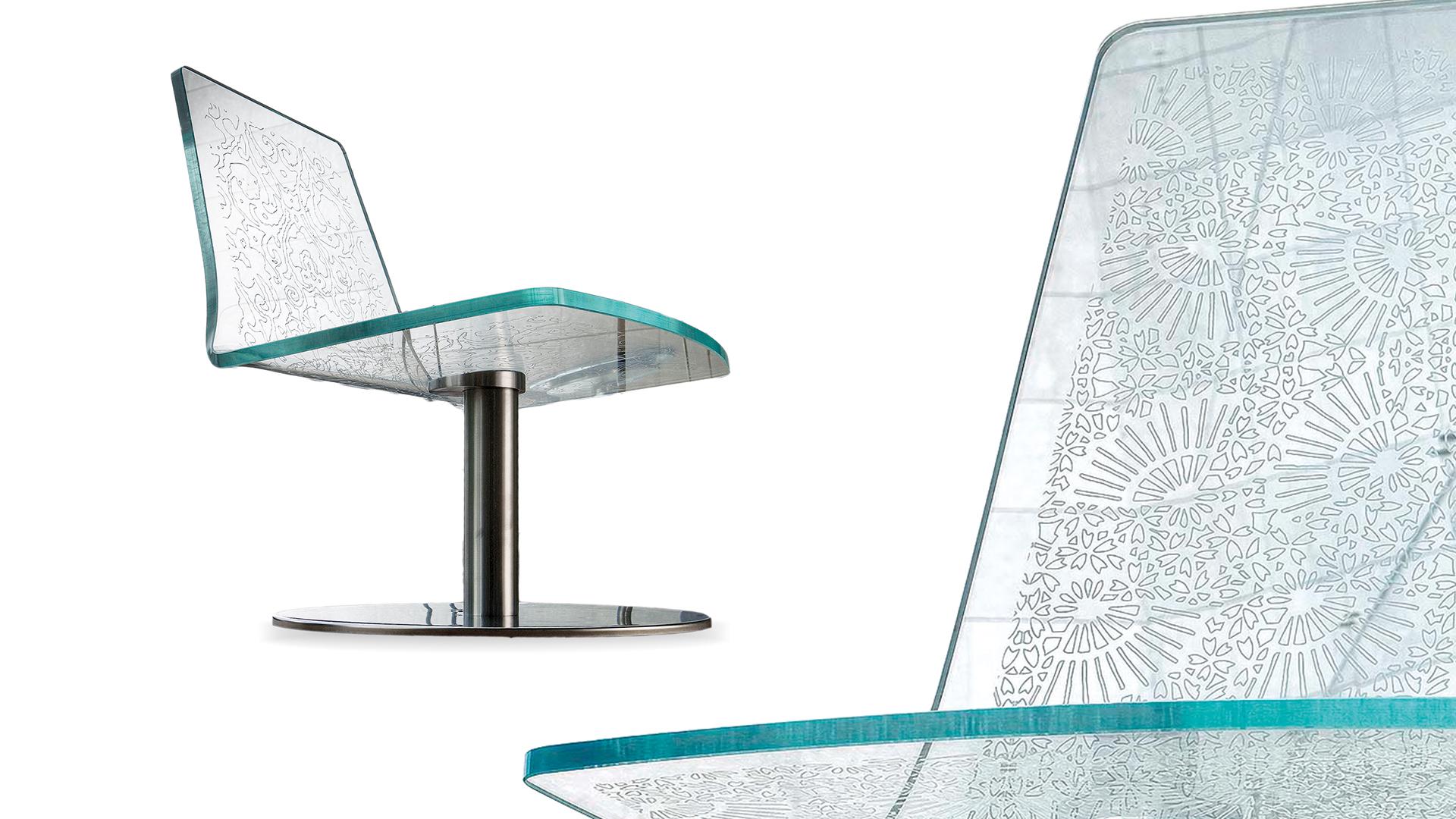 REGLAX Swivel glass chair