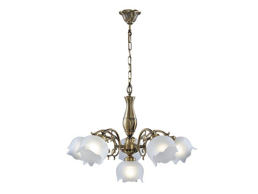 BIANCA 25/5+1 Satin brass pendant lamp with glass