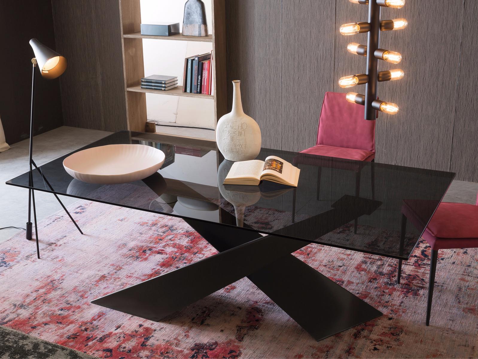 LIVING - GRAPHITE &AMP; SMOKED CRYSTAL Rectangular crystal table