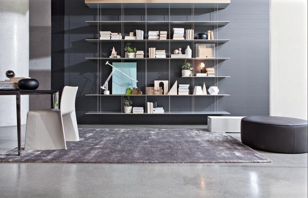 GRADUATE Floating steel and wood bookcase