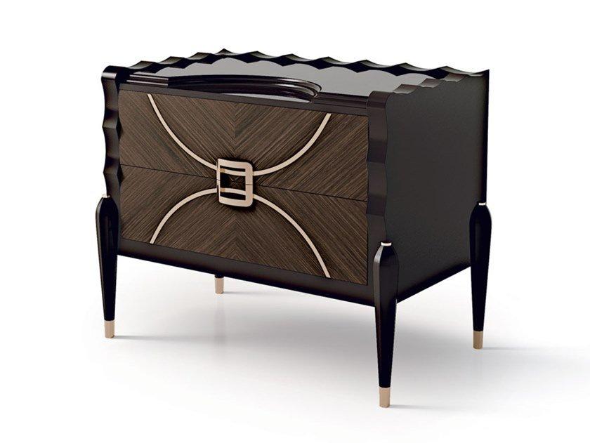 7022 Rectangular wooden bedside table with drawers
