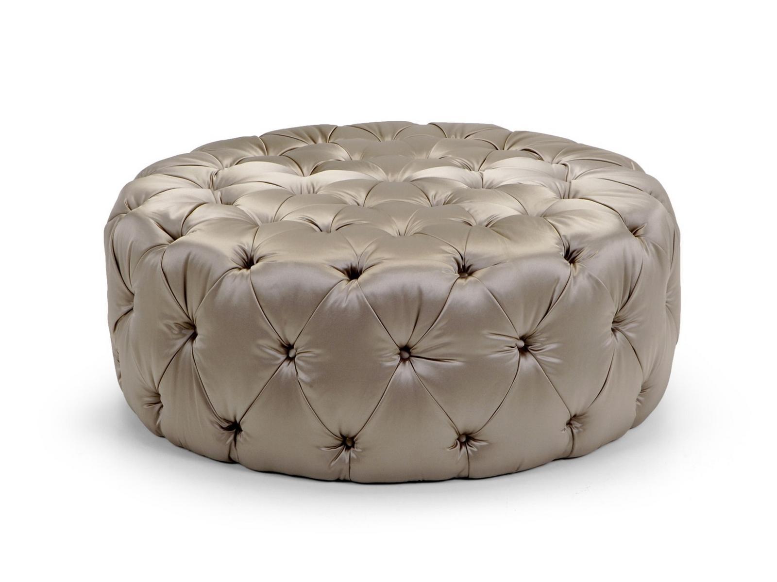MALVINA Tufted round leather pouf