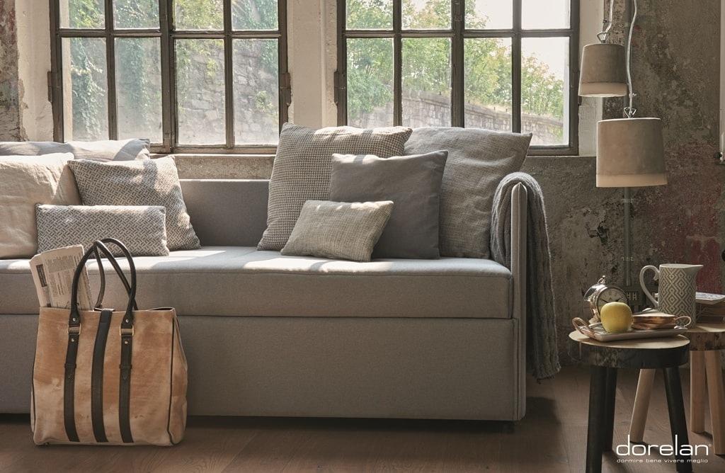 MANHATTAN Fabric bed with upholstered headboard