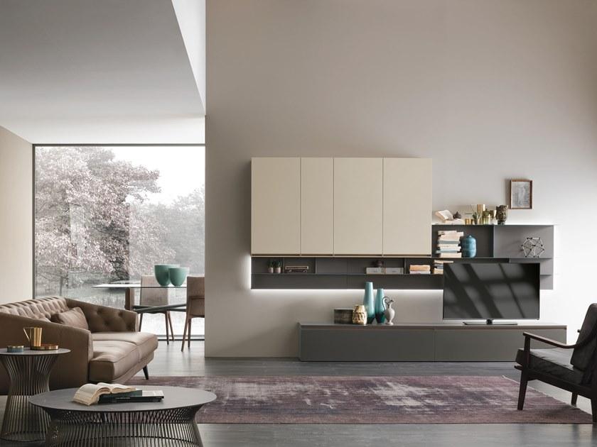 UNIT A104 Sectional storage wall with integrated lighting