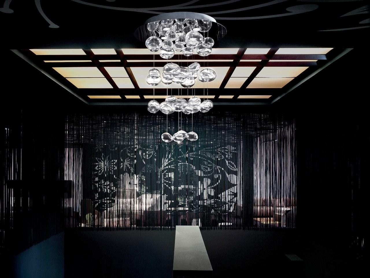 ETHER S LED glass and steel ceiling lamp