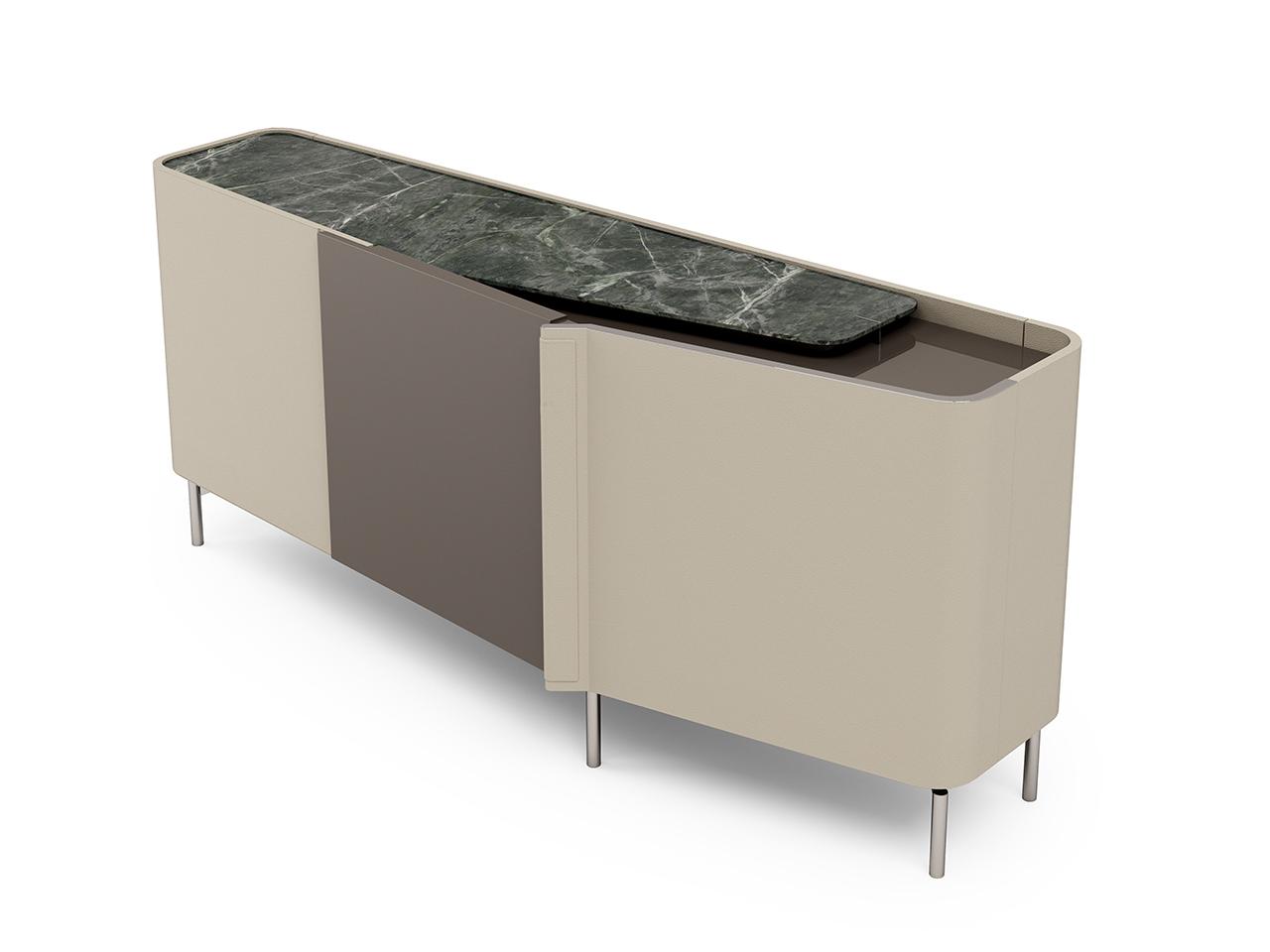 ZENIT Sideboard with hinged door covered in leather