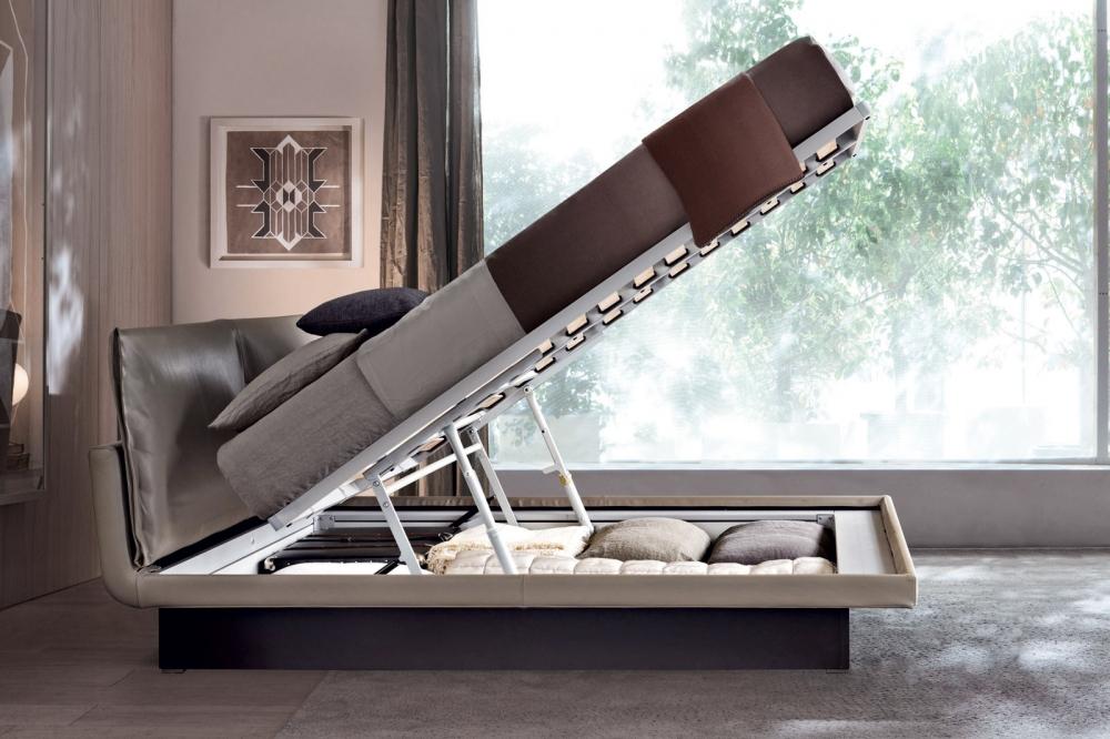HONEY Leather storage bed with upholstered headboard