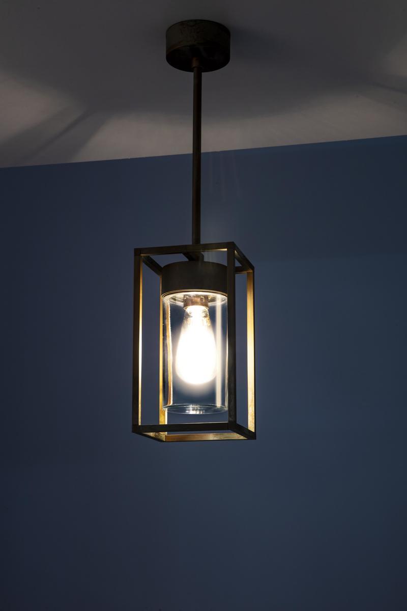 CUBIC LED brass outdoor pendant lamp