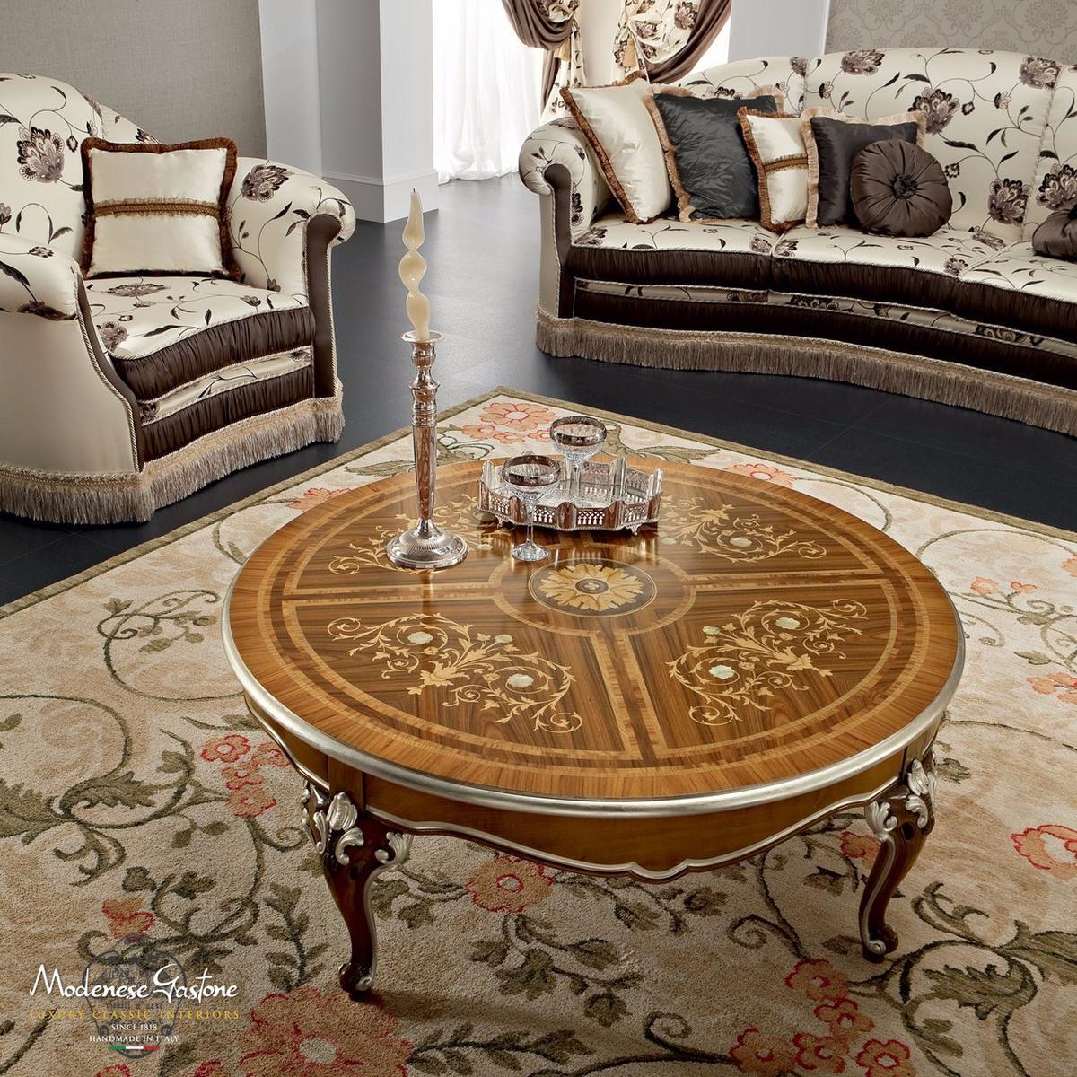 13645 Low round wooden coffee table