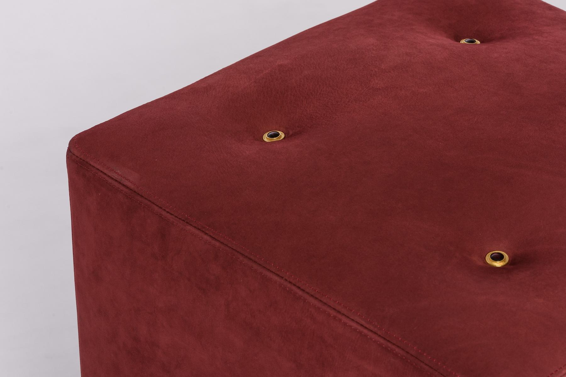 FRINE Tufted upholstered square nabuk pouf