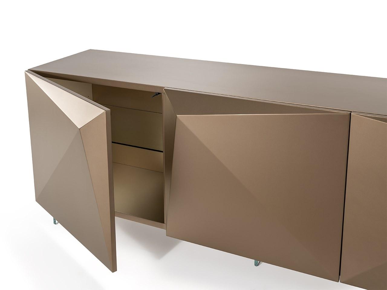 ORIGAMI Wood and glass sideboard with doors