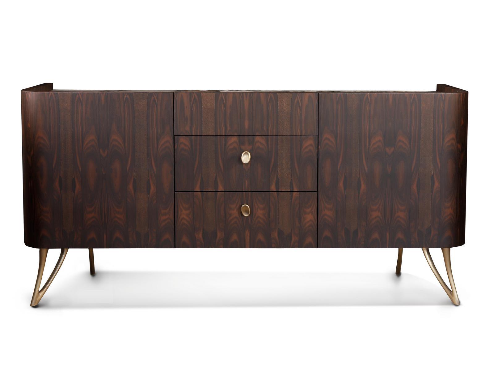 ATENA Ziricote wood sideboard with drawers with integrated lighting