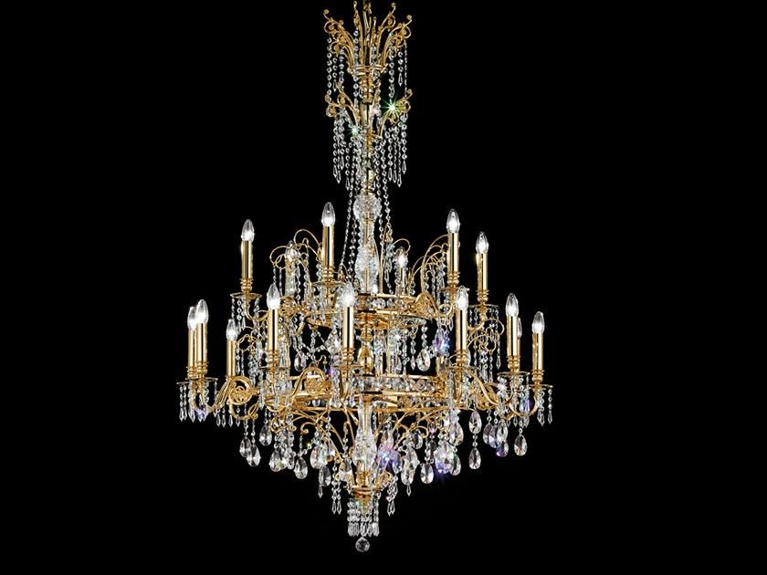 IMPERO &AMP; DECO VE 802 12+6 Incandescent brass chandelier with crystals