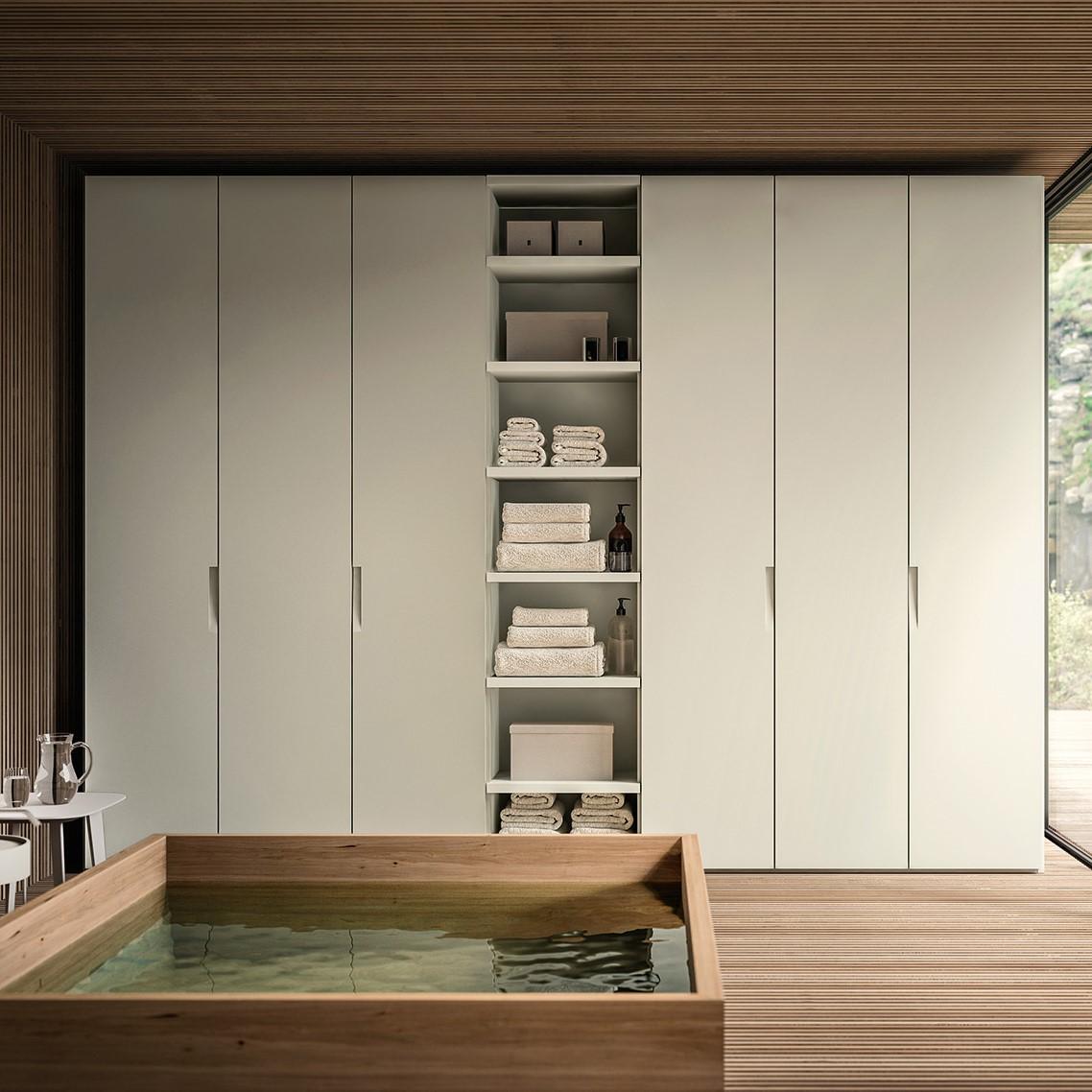 SLIVER Modular lacquered wardrobe with doors