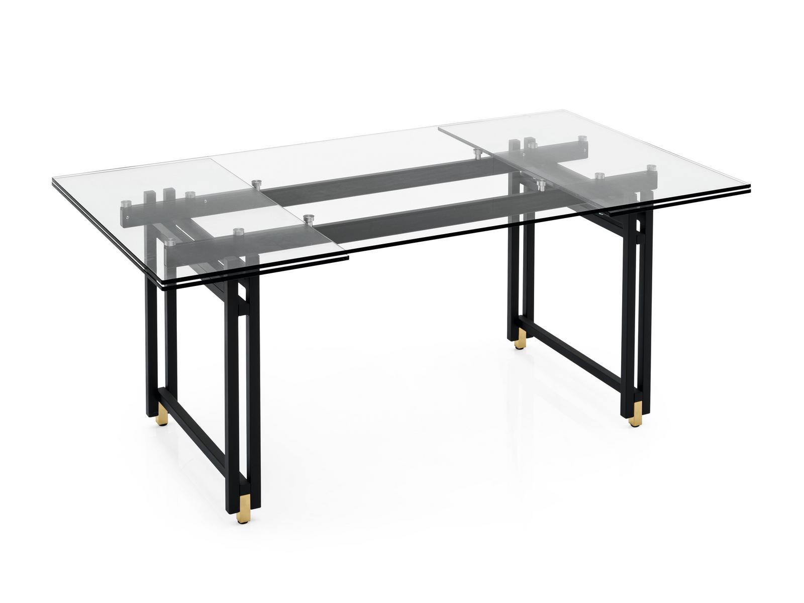 BERLIN Extending rectangular glass table
