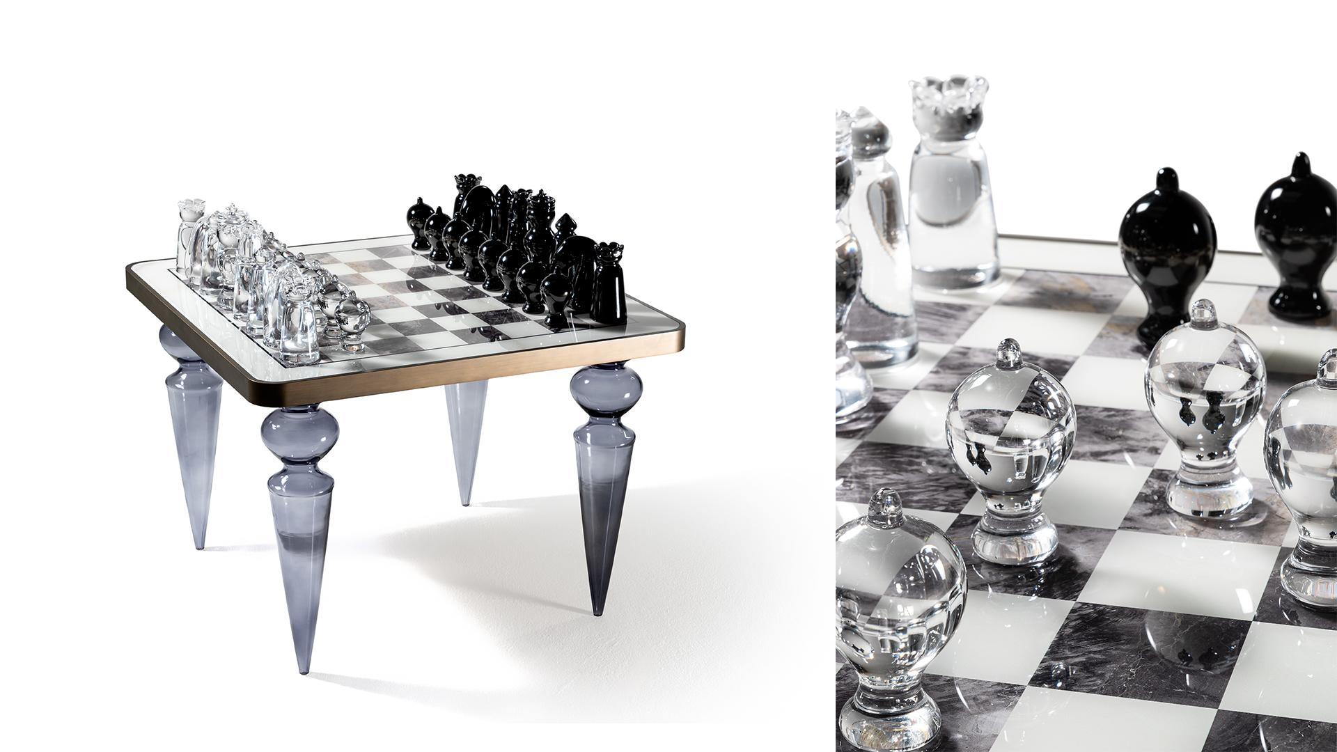 SCACCHI Game Murano glass coffee table
