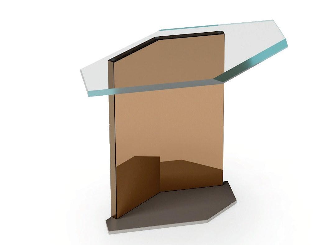 CUBITUM 40 Hexagonal glass side table