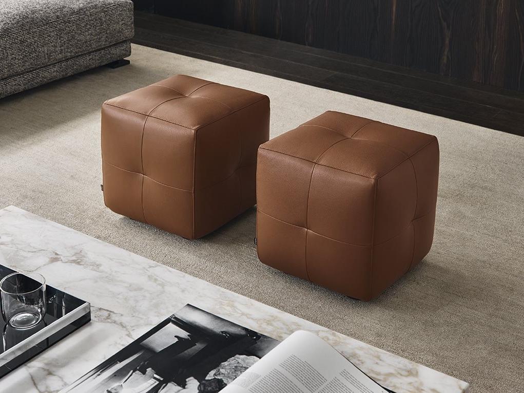 ONDA Upholstered leather pouf