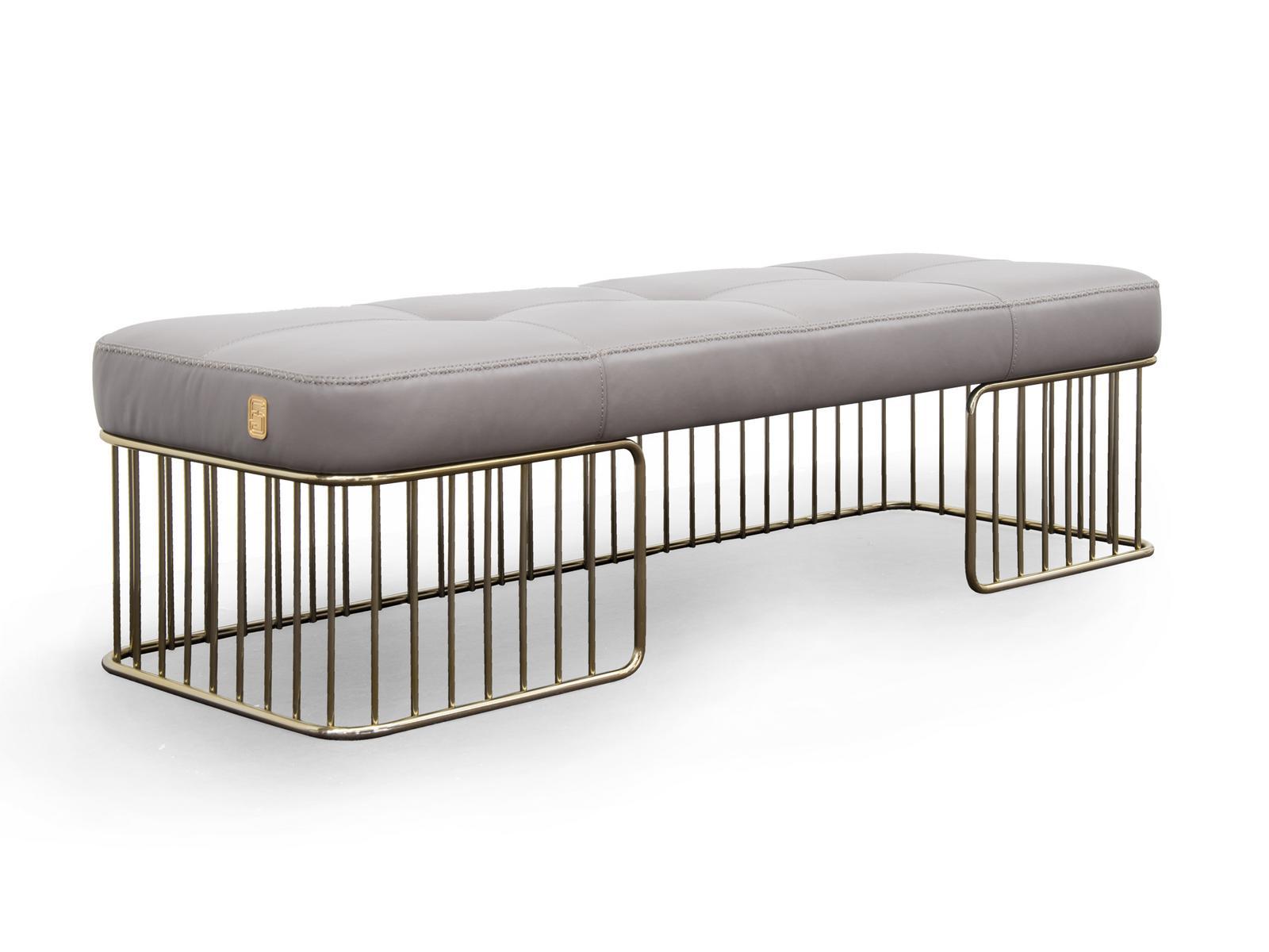 CHARLESTON Upholstered leather bench