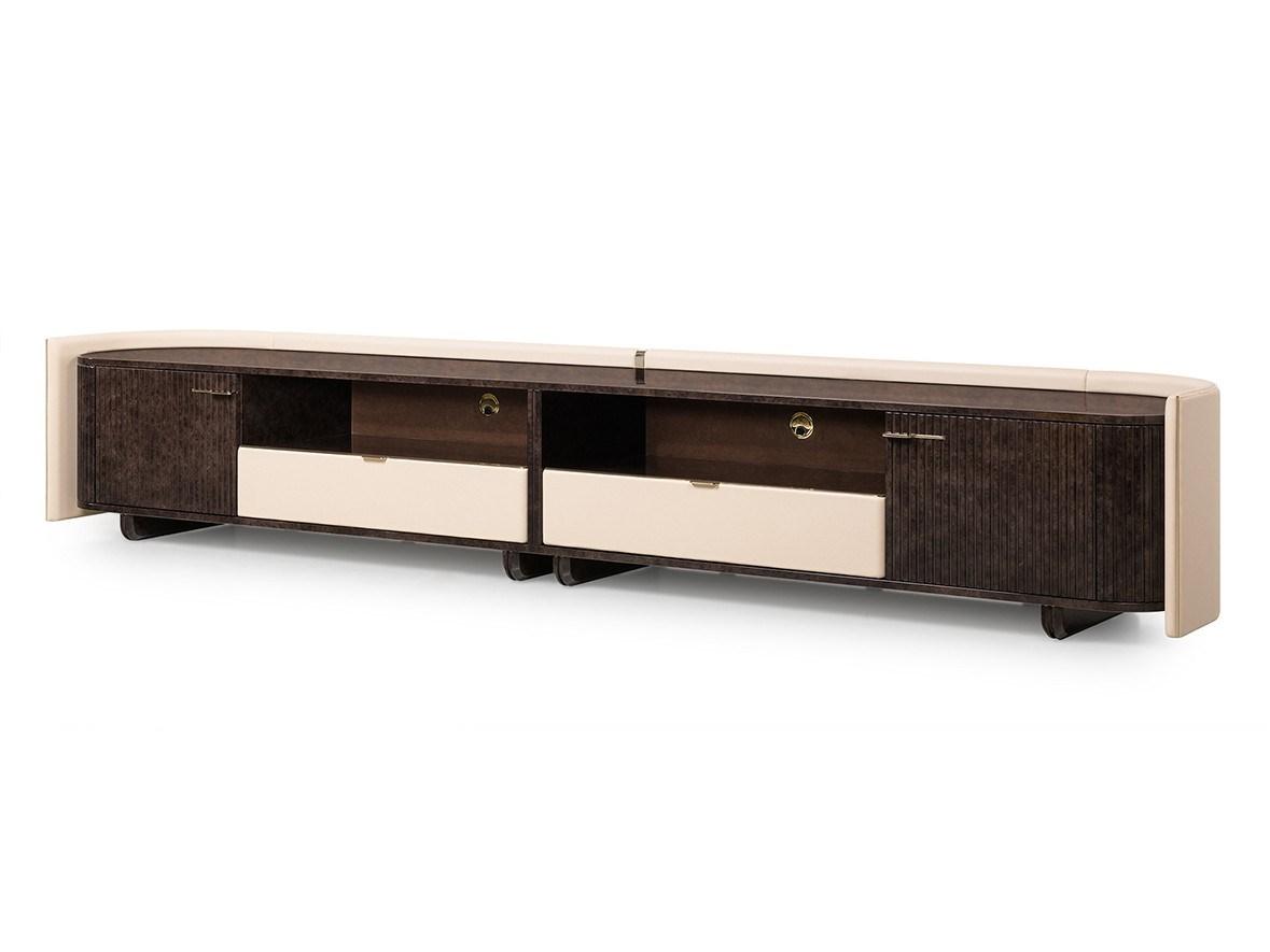 ECLIPSE Leather TV cabinet with drawers