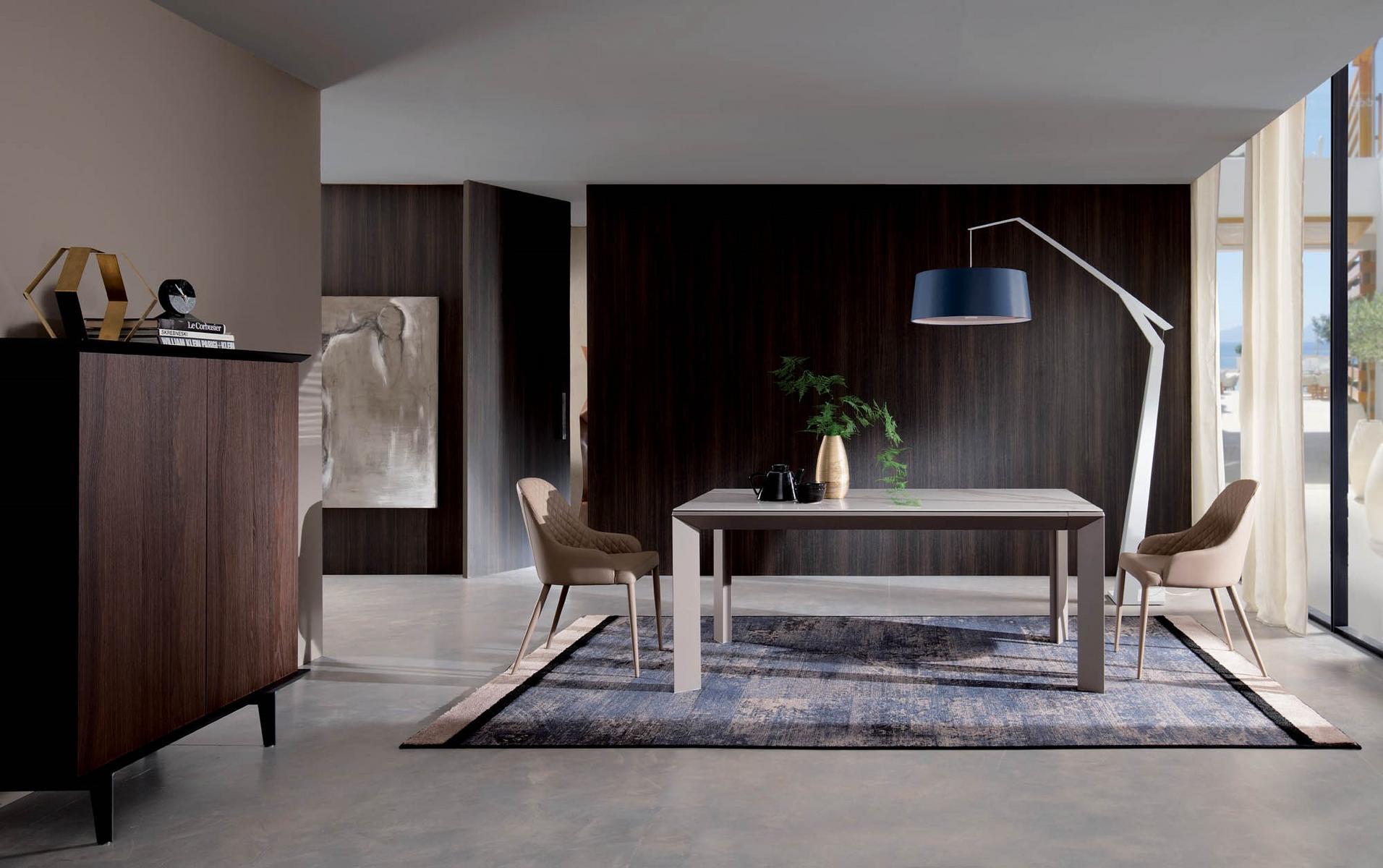 BRERA Wooden highboard with sliding doors