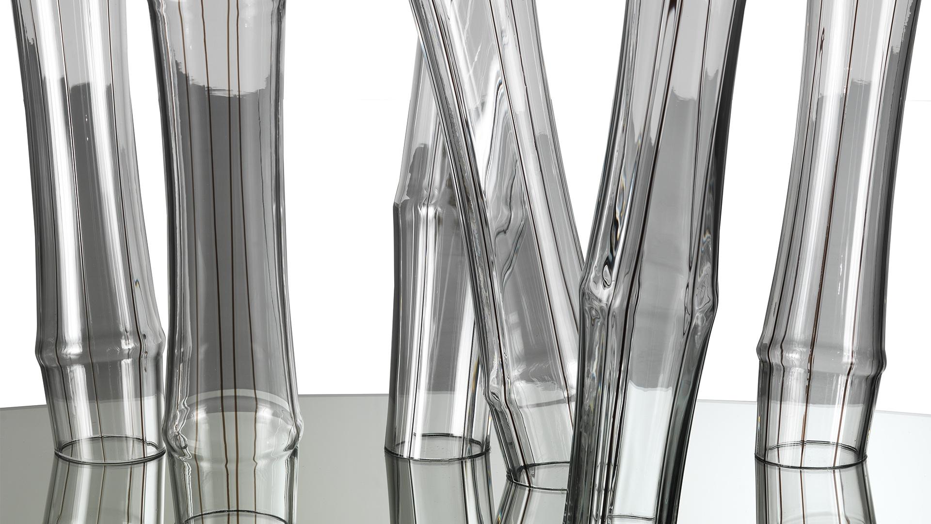 BAMBOO Demilune glass console table