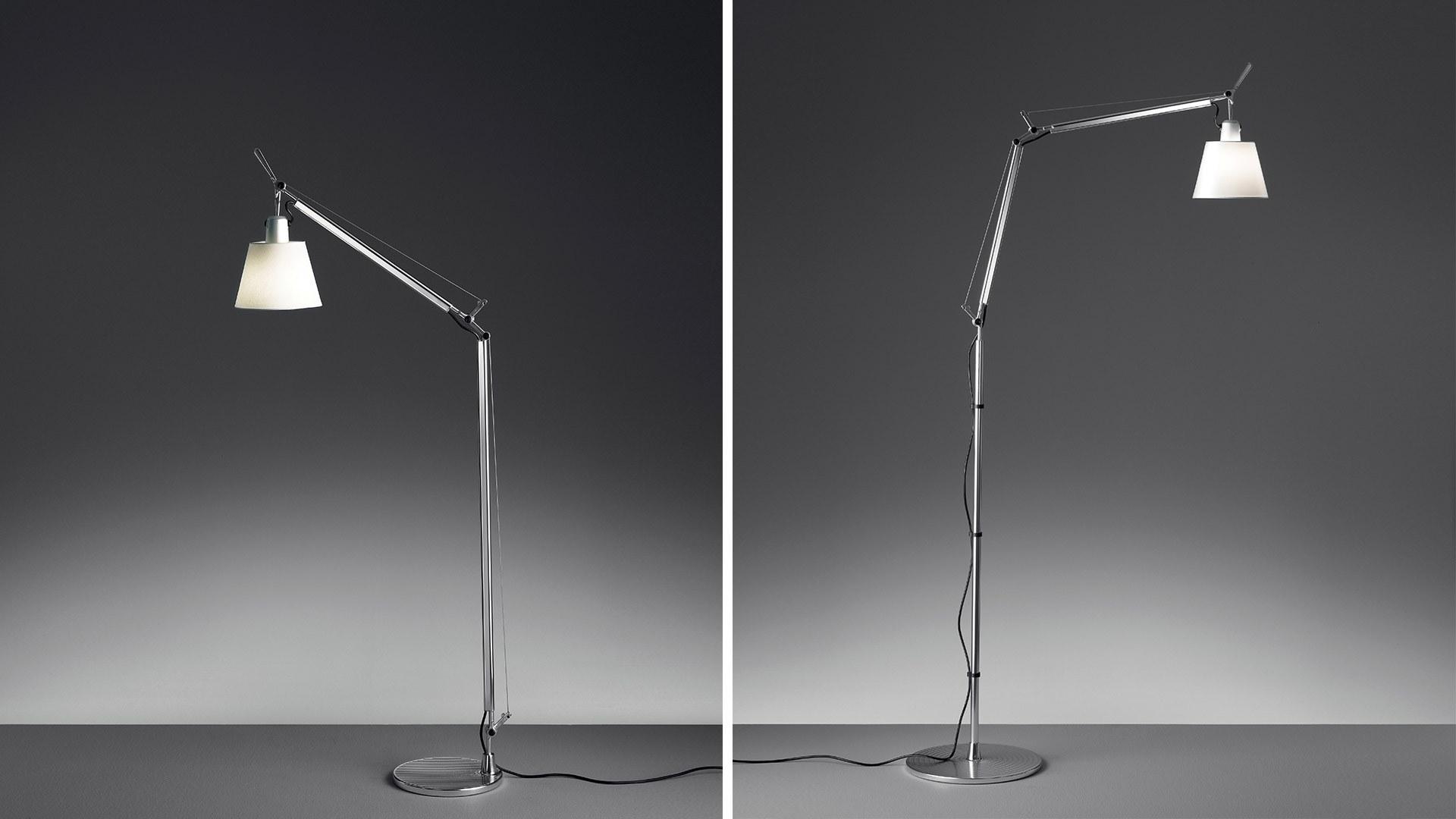 TOLOMEO BASCULANTE FLOOR Adjustable parchment paper or satin floor lamp