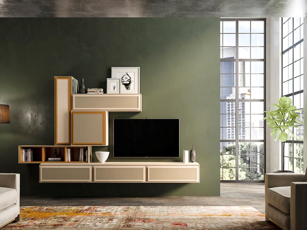 PR.864.5 Sectional wooden TV wall system