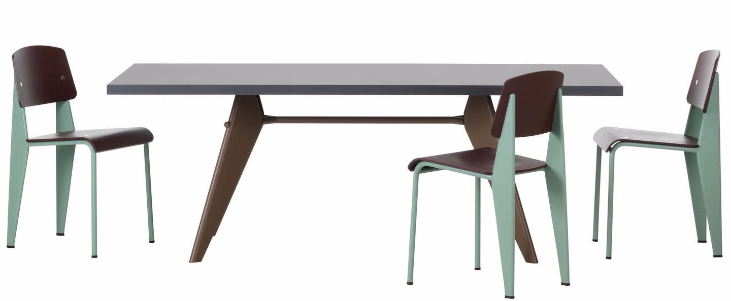 EM TABLE Rectangular dining table with wooden top and steel base