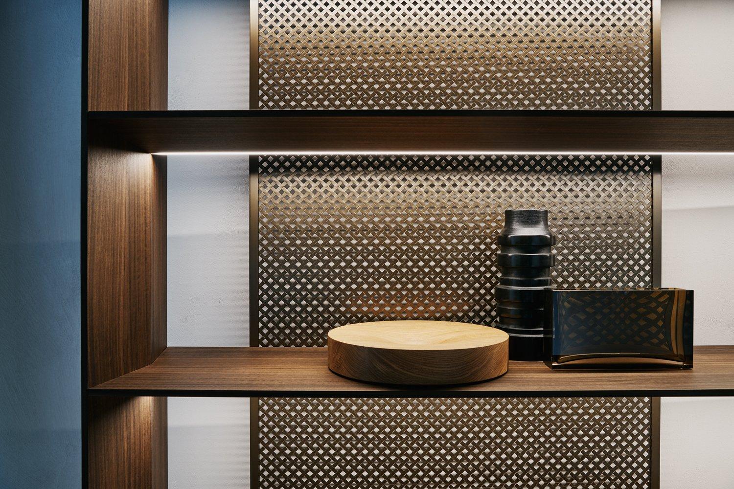 AVA Open divider wooden bookcase with built-in lights