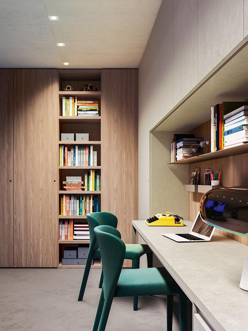 EVEN Modular lacquered wardrobe with drawers