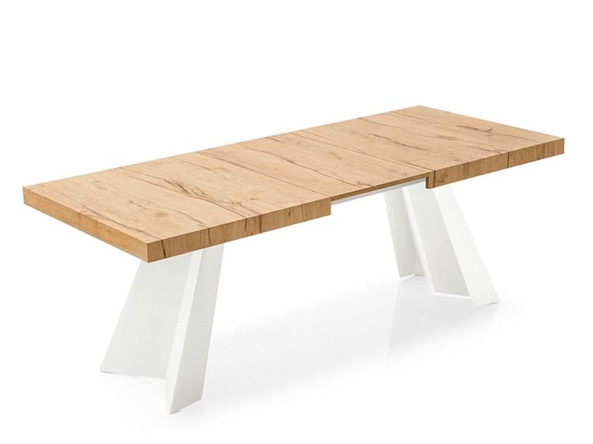 WINGS Extending melamine table with metal frame