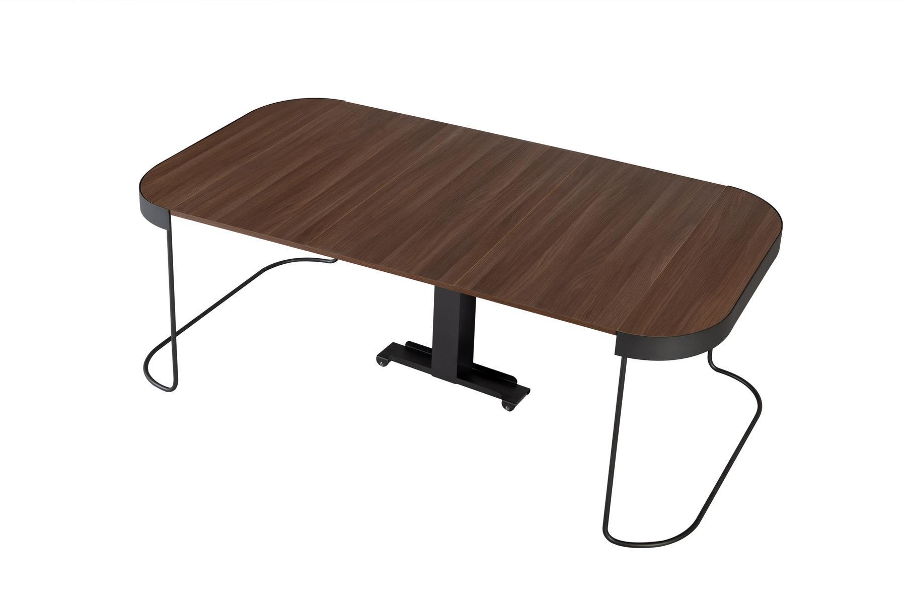 CORA Extendable oval console in walnut and steel base